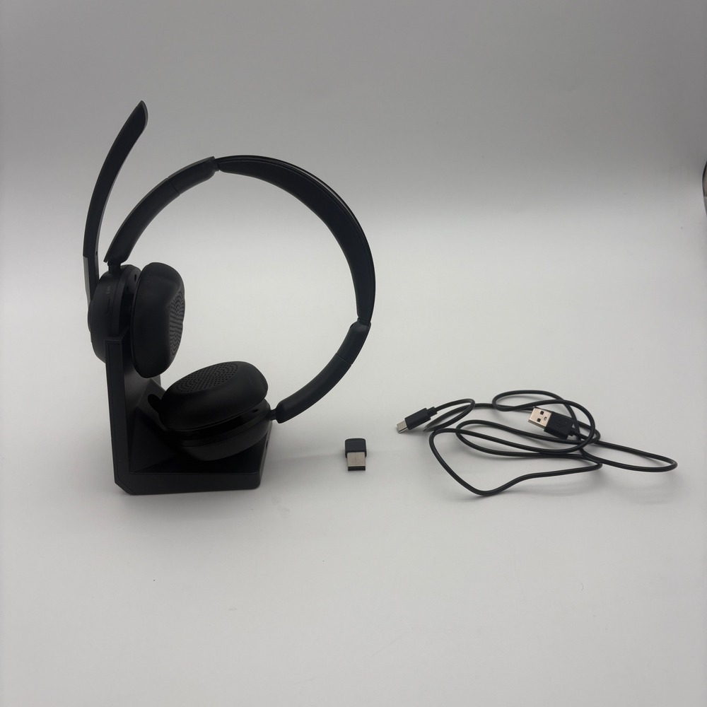 PrancyBt KH120M Wireless Headset with Charging Base and USB Dongle Black